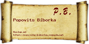 Popovits Bíborka névjegykártya